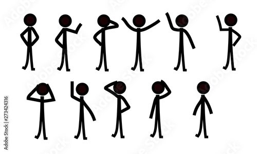 sticks man for different poses, sticks figure people pictogram