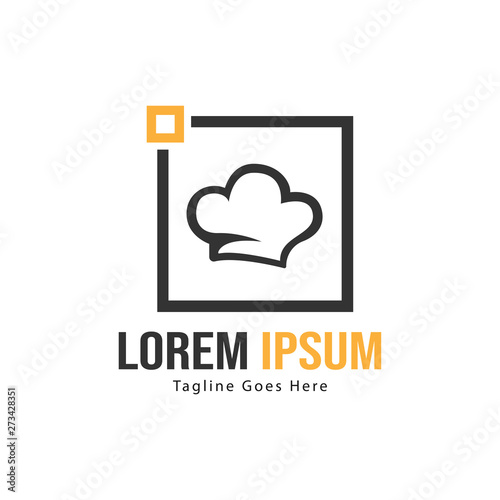 Chef logo template design with frame. minimalist chef logo vector illustration