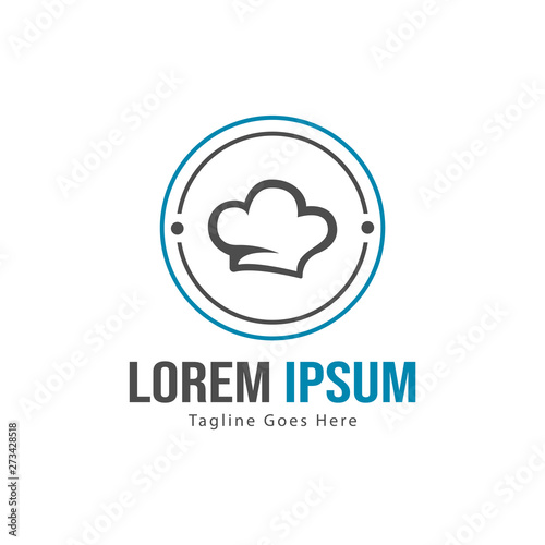 Chef logo template design with frame. minimalist chef logo vector illustration