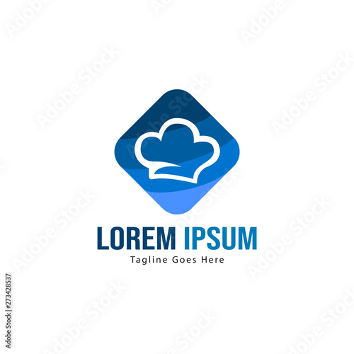 Chef logo template design with frame. minimalist chef logo vector illustration