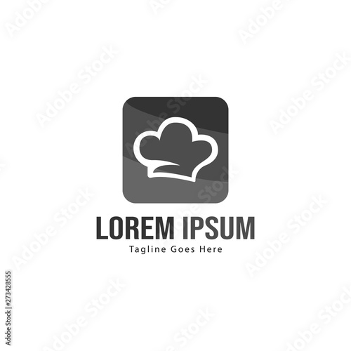 Chef logo template design with frame. minimalist chef logo vector illustration
