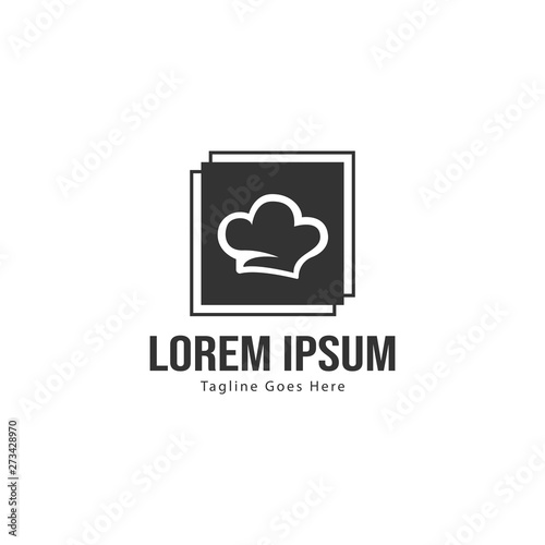 Chef logo template design with frame. minimalist chef logo vector illustration