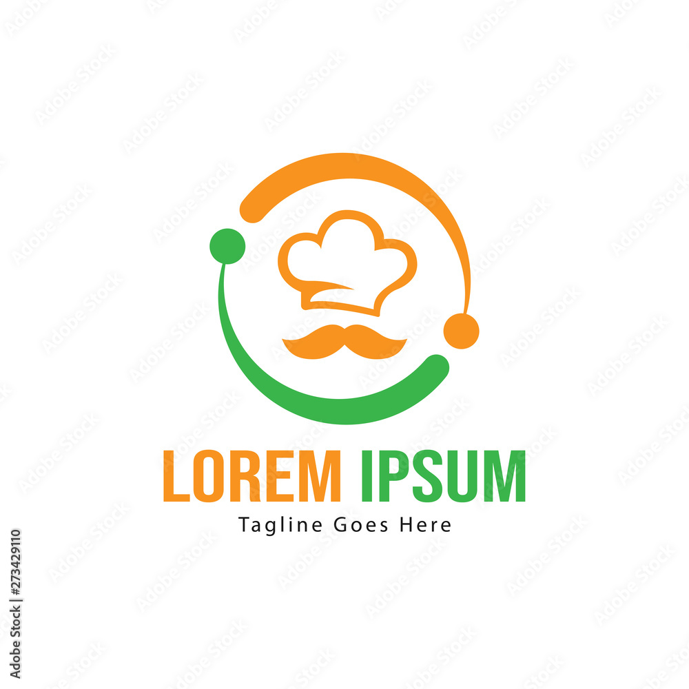 Fototapeta premium Chef logo template design with frame. minimalist Chef logo vector illustration