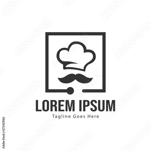 Chef logo template design with frame. minimalist Chef logo vector illustration
