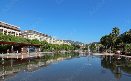 Nice - French Riviera - water mirror with water jets - Promenade du Paillon