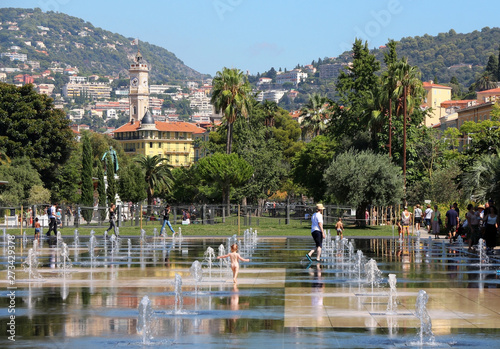Nice - French Riviera - water mirror with water jets - Promenade du Paillon