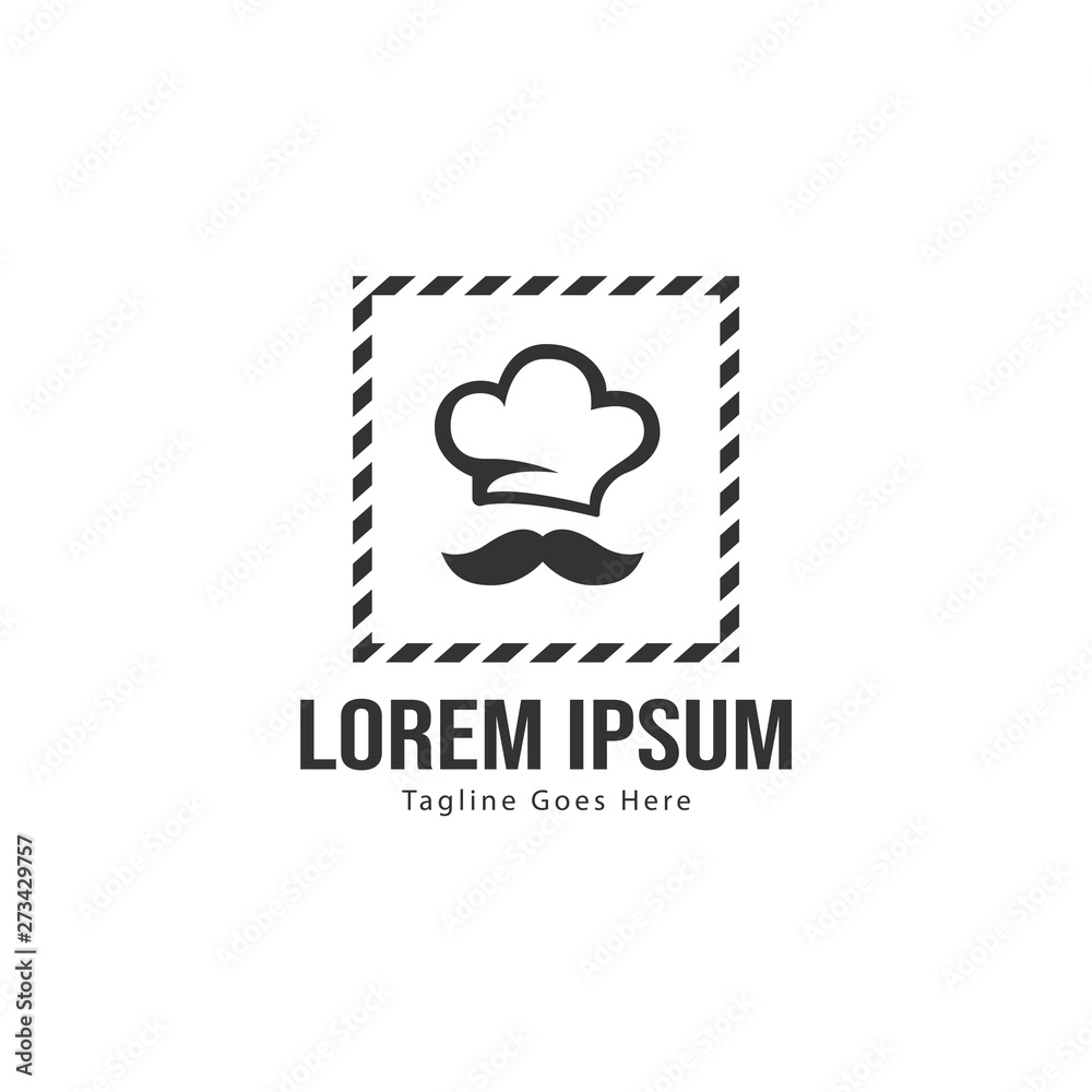 Obraz premium Chef logo template design with frame. minimalist Chef logo vector illustration