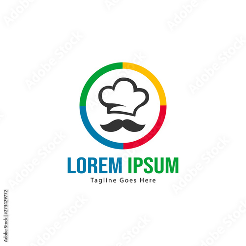 Chef logo template design with frame. minimalist Chef logo vector illustration