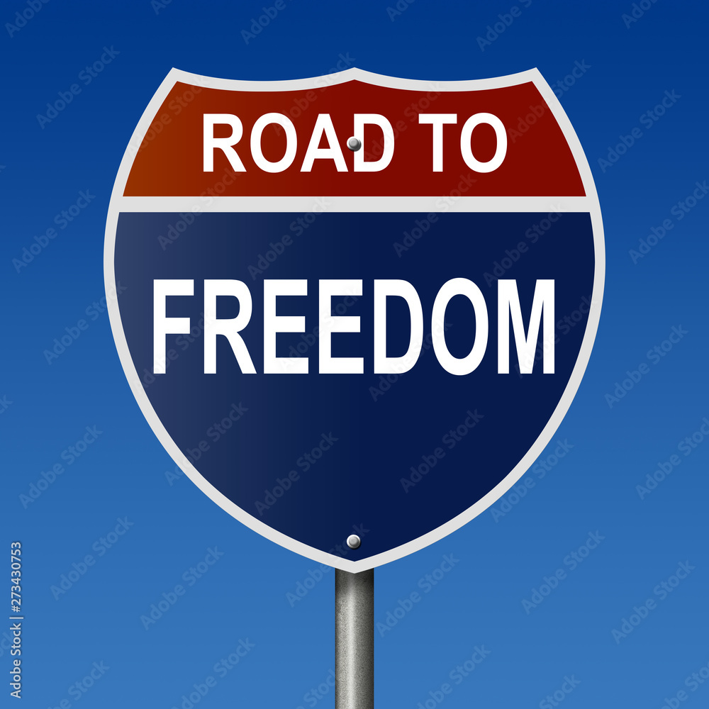 Rendering of a highway sign Road to Freedom Rendering of a highway sign Road to Freedom