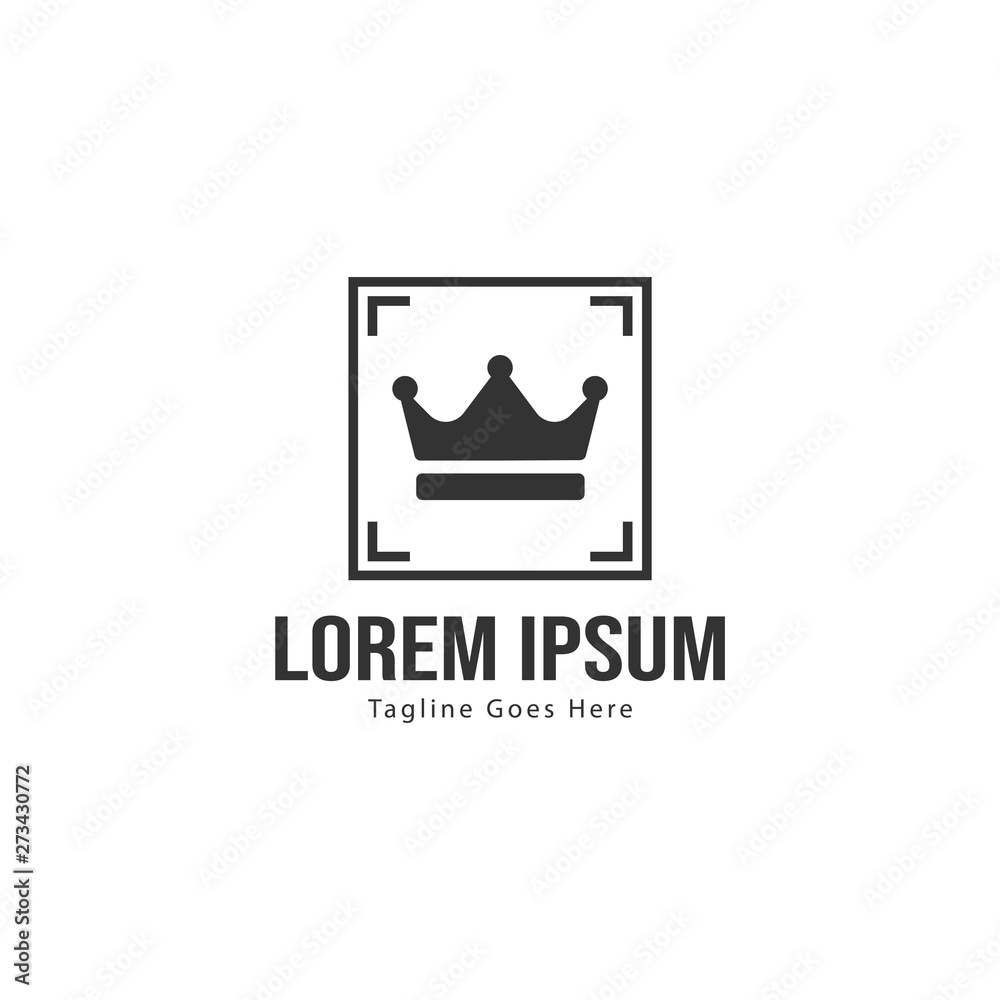 Crown logo template design with frame. minimalist crown logo vector illustration Crown logo template design with frame. minimalist crown logo vector illustration