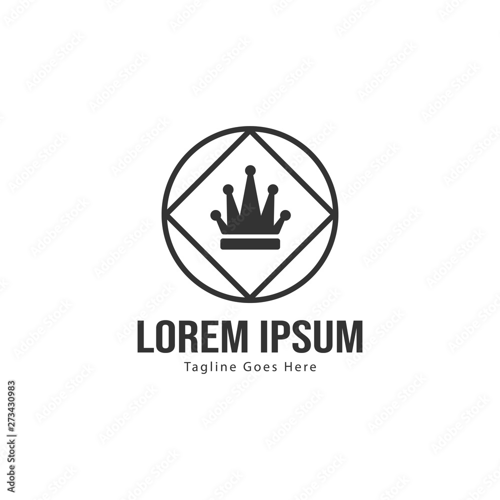 Crown logo template design with frame. minimalist crown logo vector illustration Crown logo template design with frame. minimalist crown logo vector illustration