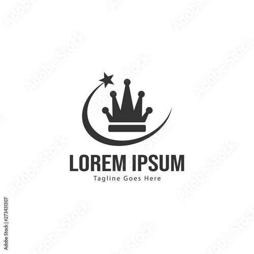 Crown logo template design with frame. minimalist crown logo vector illustration