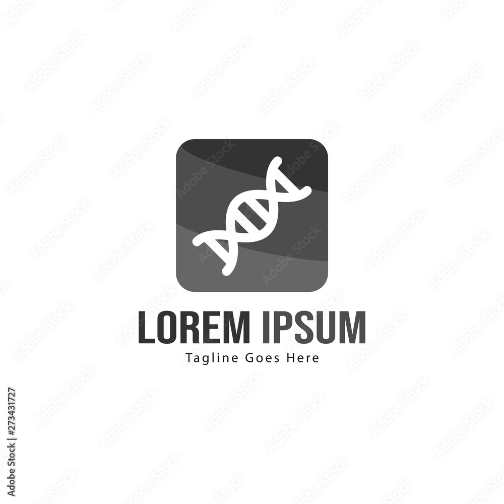 DNA logo template design with frame. minimalist DNA logo vector illustration