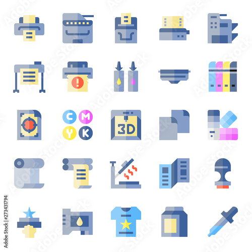 Printer and plotter flat icons