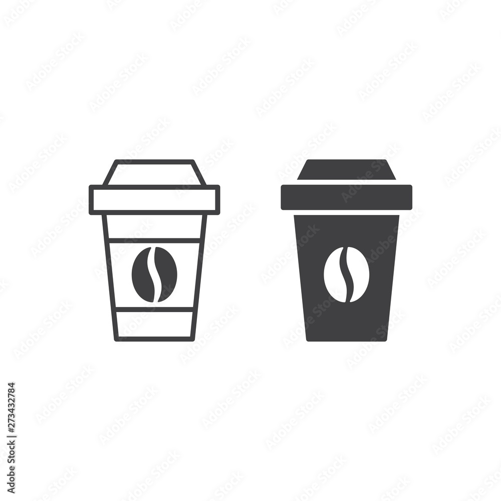 Disposable coffee cup. Vector icon template Disposable coffee cup. Vector icon template