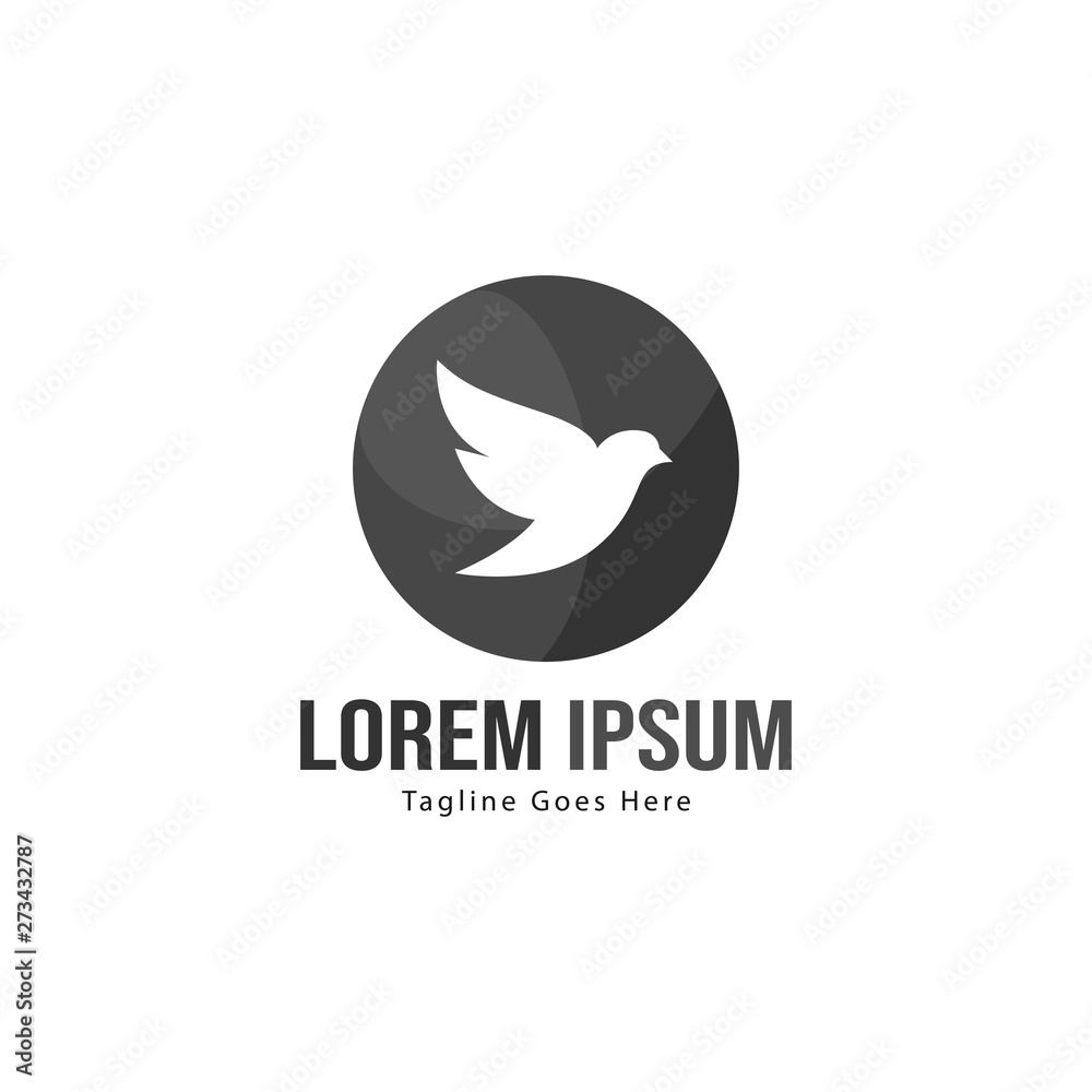 Dove logo template design with frame. minimalist dove logo vector illustration Dove logo template design with frame. minimalist dove logo vector illustration