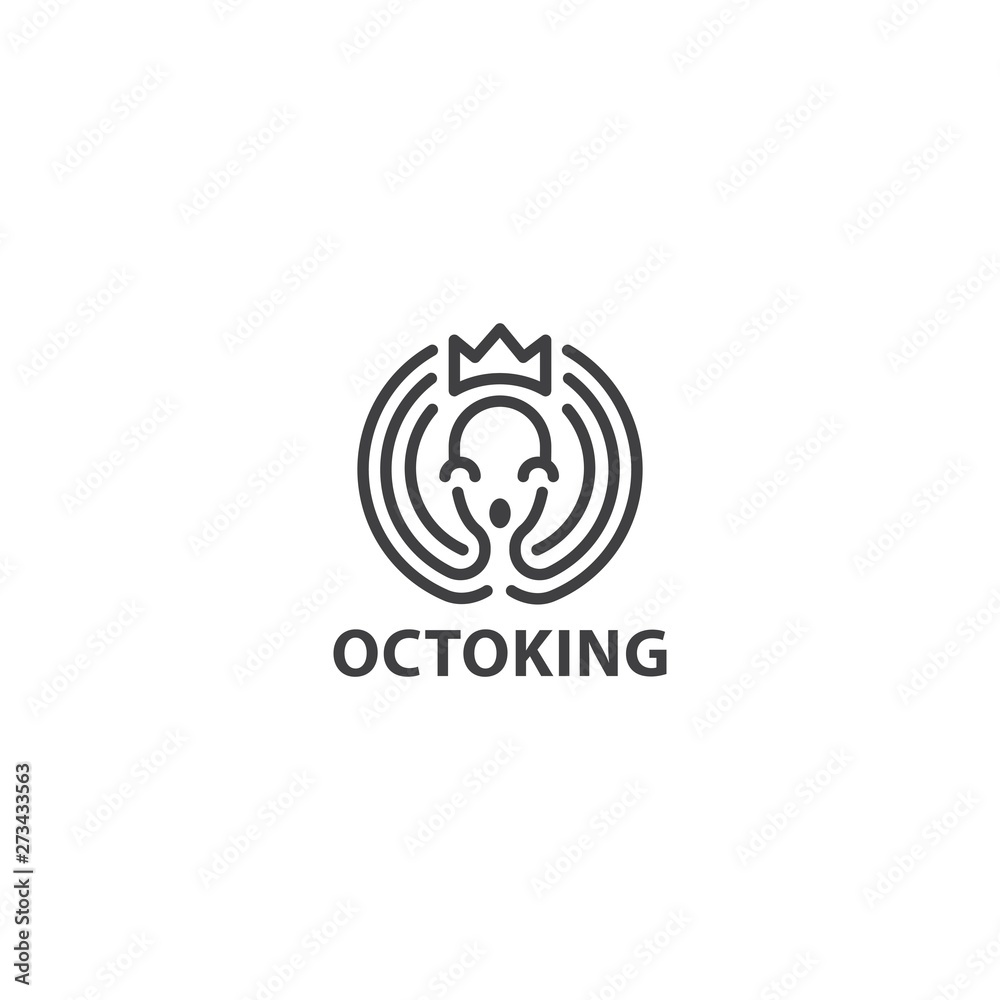 Octopus king, Kraken vector logo icon template Octopus king, Kraken vector logo icon template
