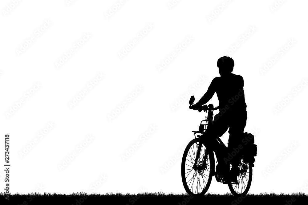 Obraz premium silhouette cyclists bicycle riders on white background.
