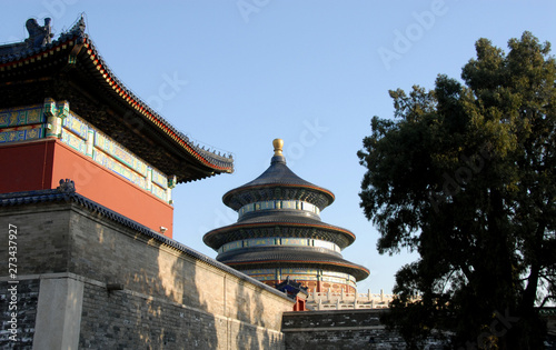 Temple of Heaven in Beijing, China (Tian Tan in Beijing, China). Tiantan literally means Altar of Heaven. This temple is the Hall of Prayer for Good Harvests. Temple of Heaven, Beijing tourist sight.