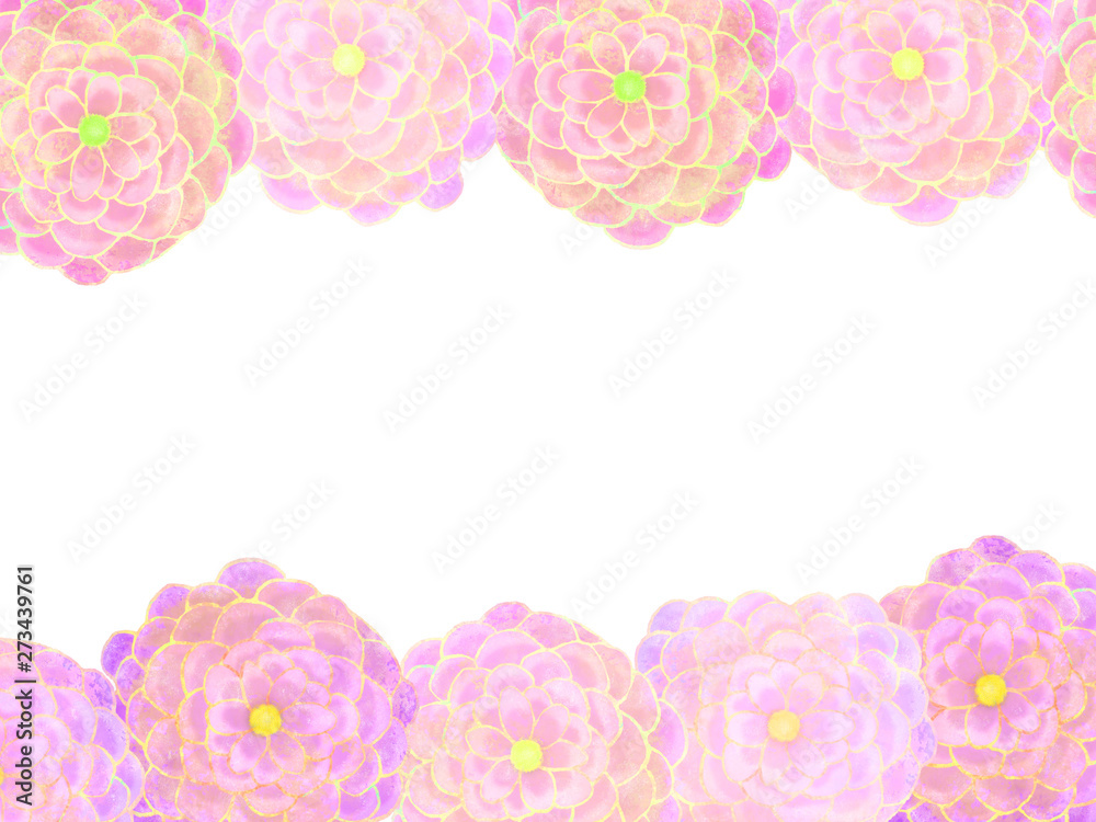 華やか牡丹のフレーム 白背景 ピンク色の和の花 Stock イラスト Adobe Stock