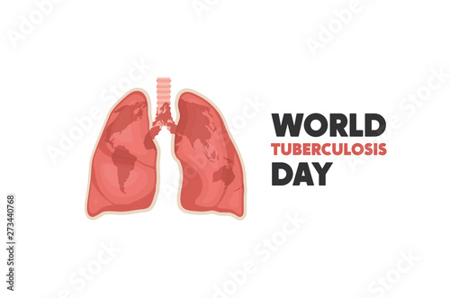 World Tuberculosis Day. Human lungs with world map