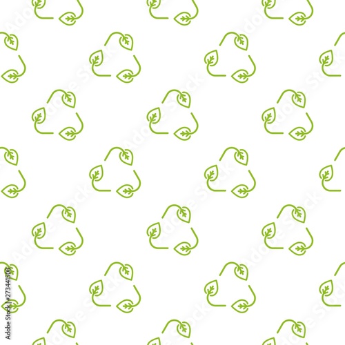 Seamless eco pattern. Three arrows with leaves eco recycle. reuse ornament on white background.