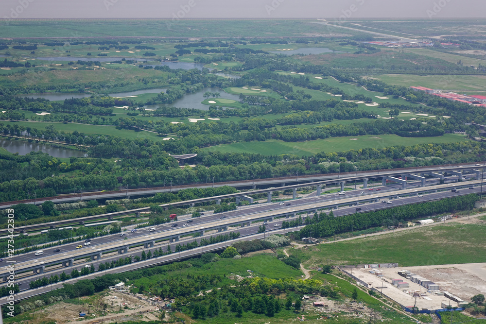 Aerial view of rural highway