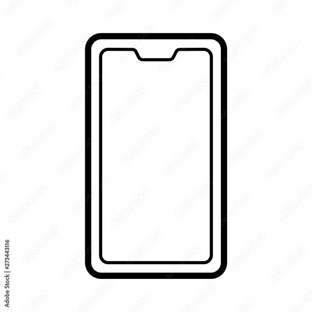 Mobile phone icon vector, line art outline style of smartphone symbol, simple linear cellphone pictogram isolated on white Mobile phone icon vector, line art outline style of smartphone symbol, simple linear cellphone pictogram isolated on white