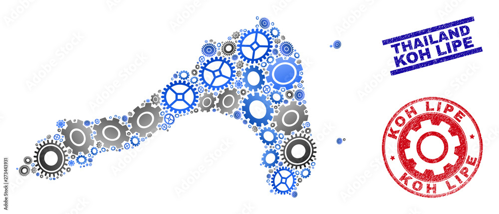 Workshop vector Koh Lipe map collage and seals. Abstract Koh Lipe map ...