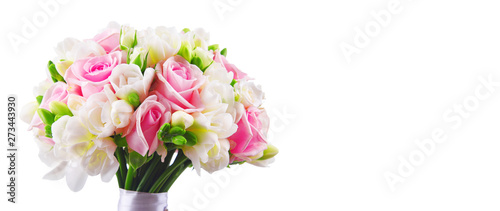 Composition with bouquet of freshly cut flowers