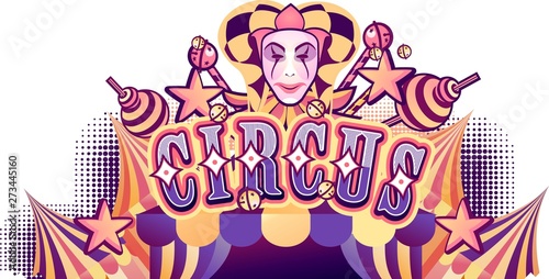 circus retro poster badge