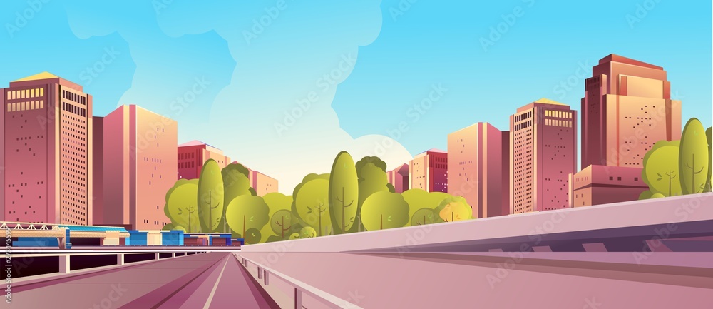 day city landscape road
