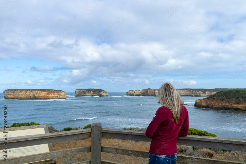 Closer top down view Rocks on Mornington Peninsula, Victoria Australia at south coast Australia. near 12 Apostles, Great Ocean Road and London Bridge.  