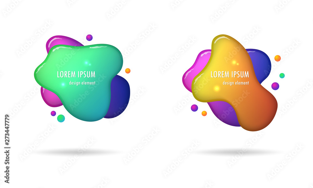 Set of abstract modern graphic elements. Dynamic shapes and circles of fluid design. Vector illustration.