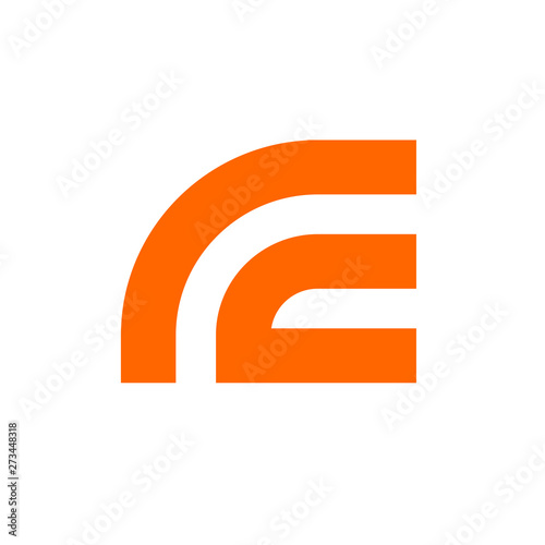 Abstract Letter rc or cr logo template, orange letter r and c symbol - vector