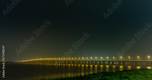 The main bridge in Wenzhou in China at night