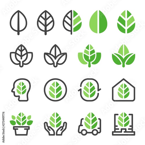 green leaf and eco concept icon set,vector and illustration