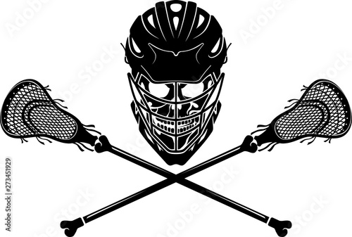 Lacrosse Skull Emblem, Isolated Vector