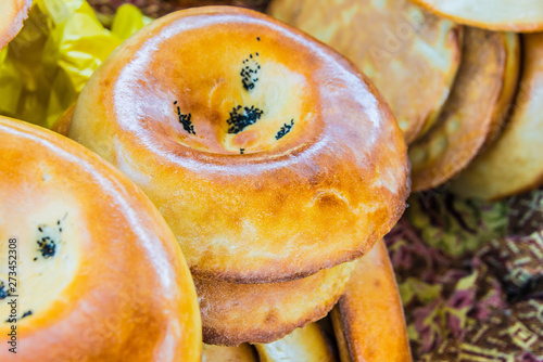 Tandir non or lepeshka, tarditional uzbek bread photo