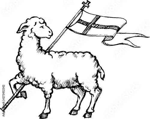 Lamb of God, Hand Drawn Sketch Vector