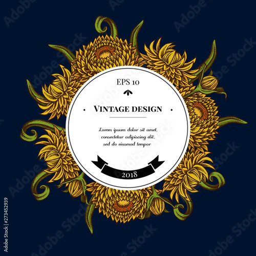 Badge over design with helichrysum