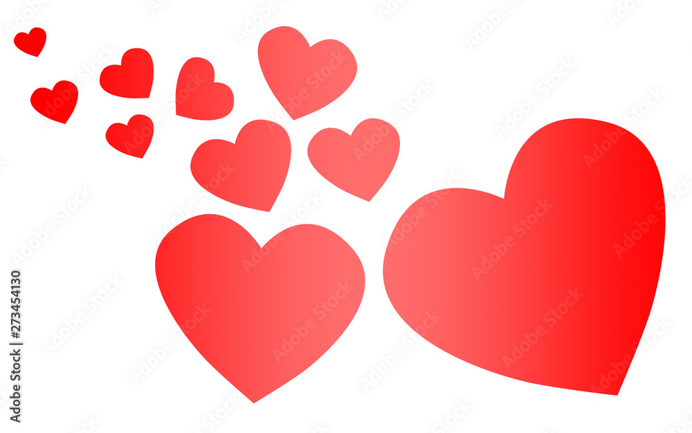 Red heart icon love symbol set
