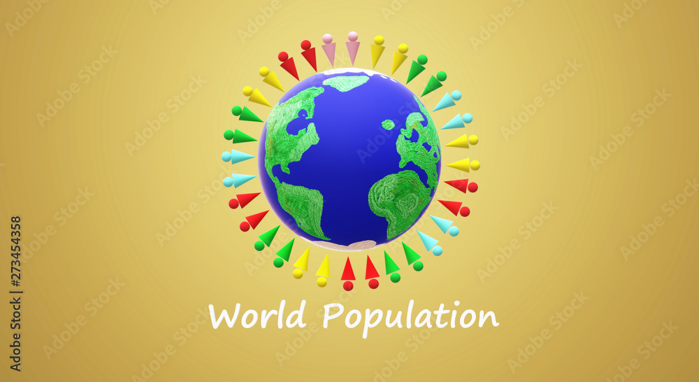 3d rendering for world population day  content..