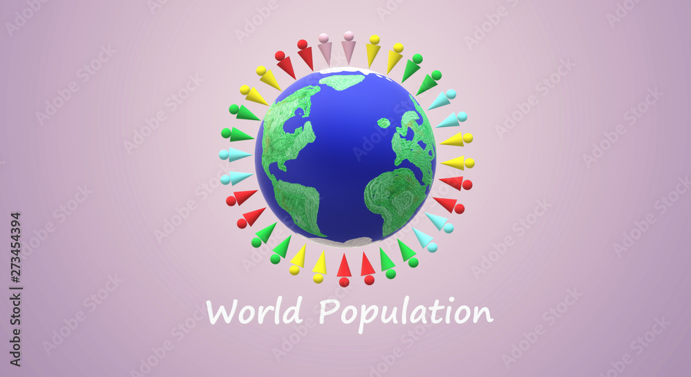 3d rendering for world population day content.. 3d rendering for world population day content..