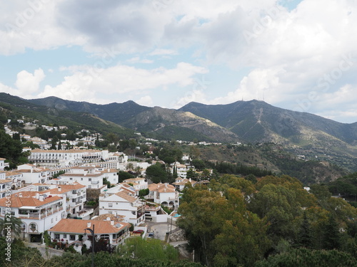 Cityscape of european Mijas city at mountainside area in Spain