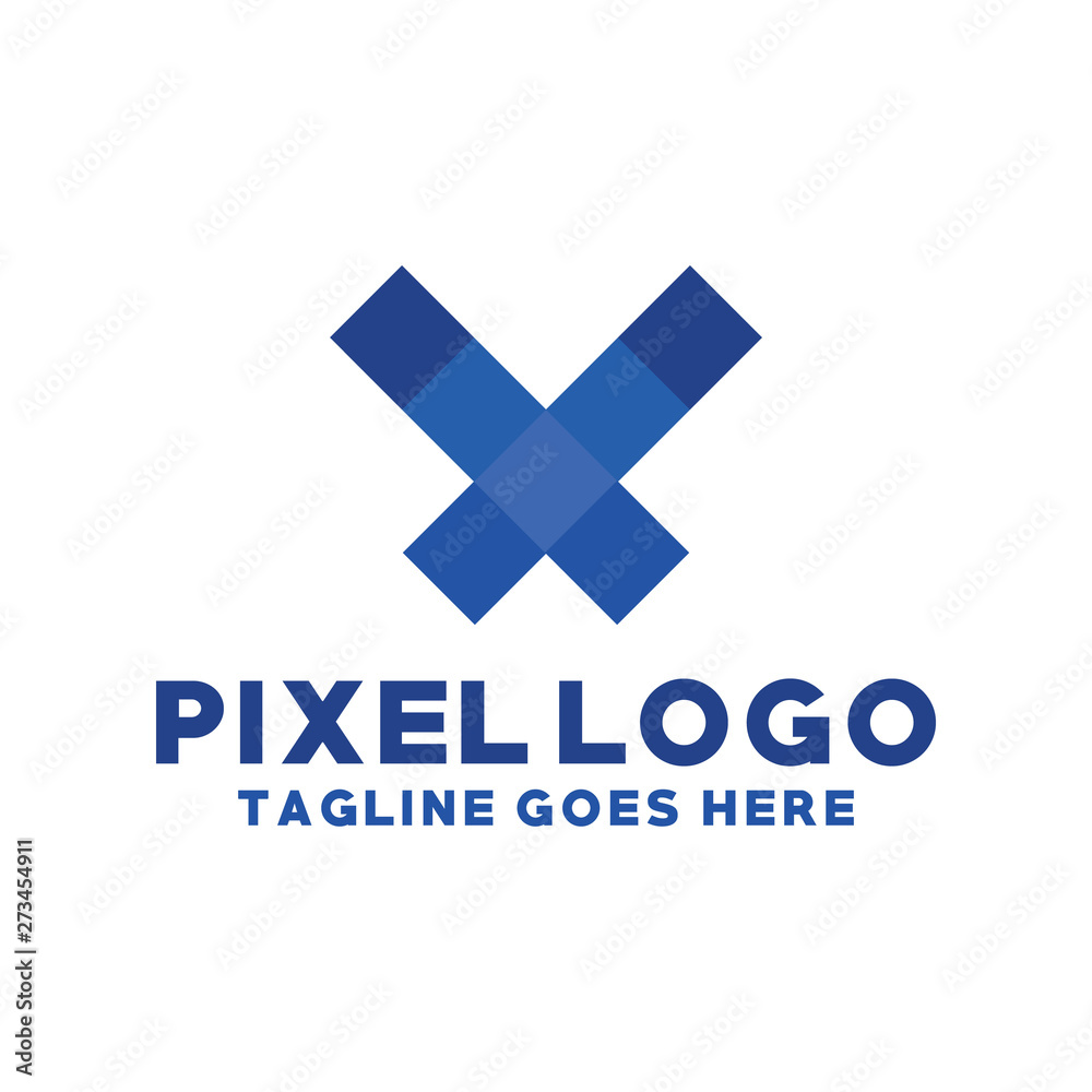 Fototapeta premium Letter X Technology For Pixel Logo Design With Flat Style. Geometric Logotype. Digital And Tech Emblem For Company. Pixel Icon For Business. Creative And Modern Graphic Idea.