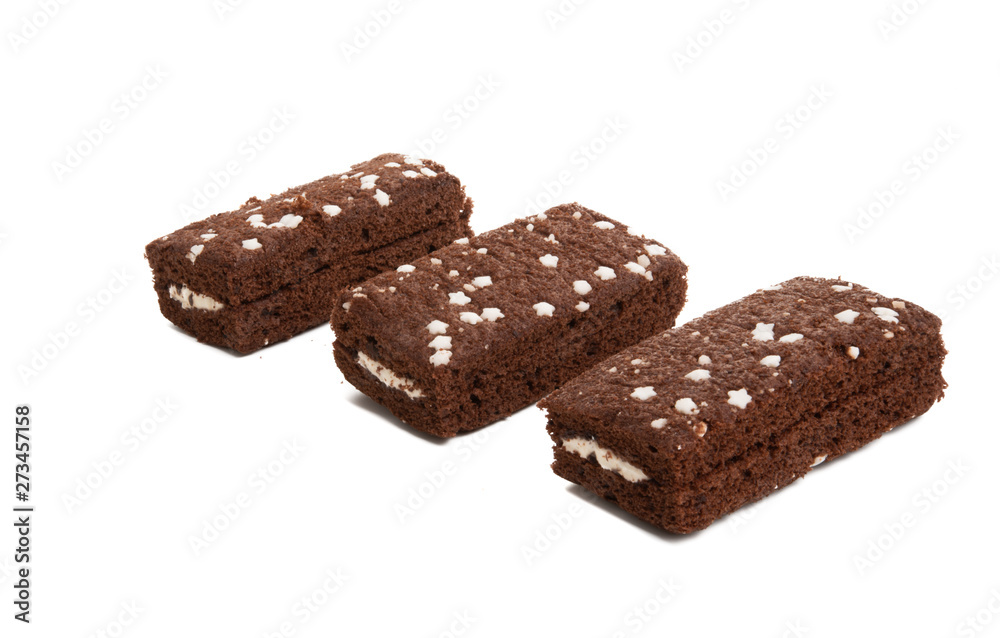 chocolate sponge cake with stars isolated chocolate sponge cake with stars isolated