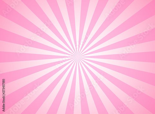 Sunlight wide horizontal pink color burst background with white highlight. Fantasy Vector illustration.