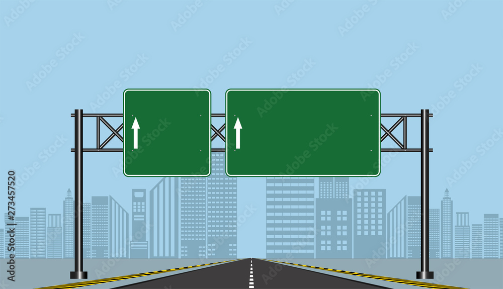 Fototapeta premium Road highway signs,Green board on road,Vector illustration