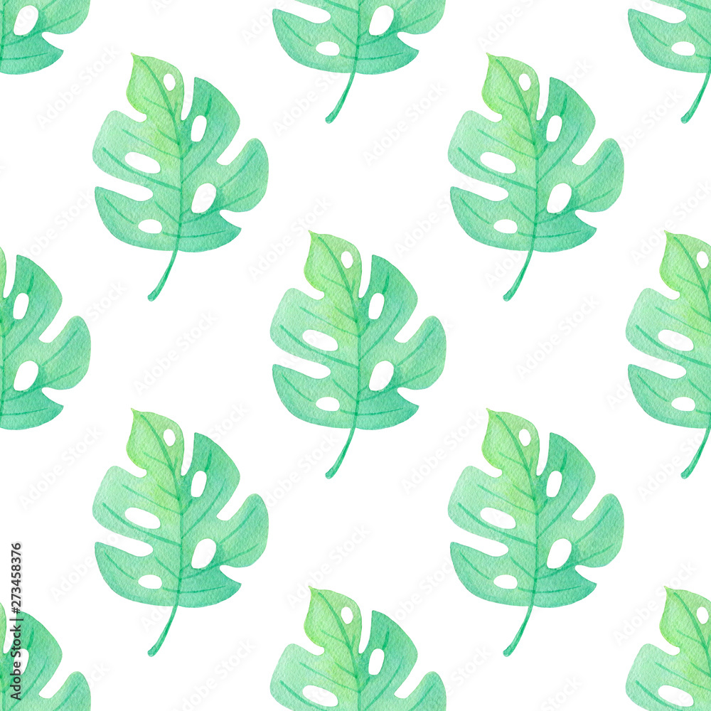 Watercolor tropical seamless pattern